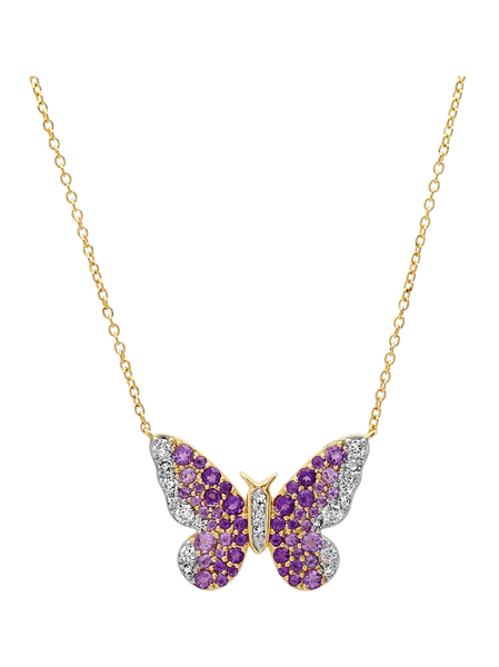 Purple and Diamond Ombré Butterfly Necklace