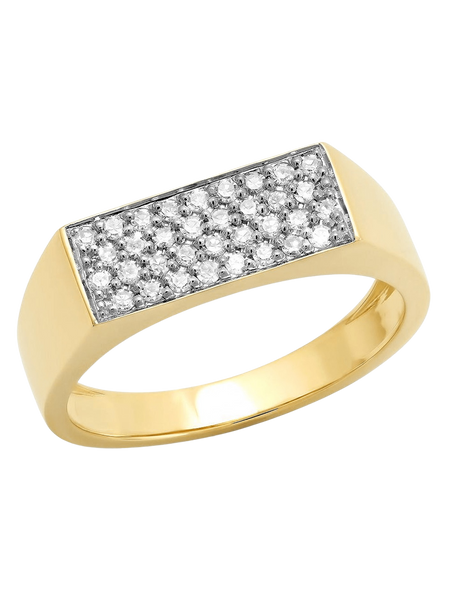 Diamond Staple Signet Ring